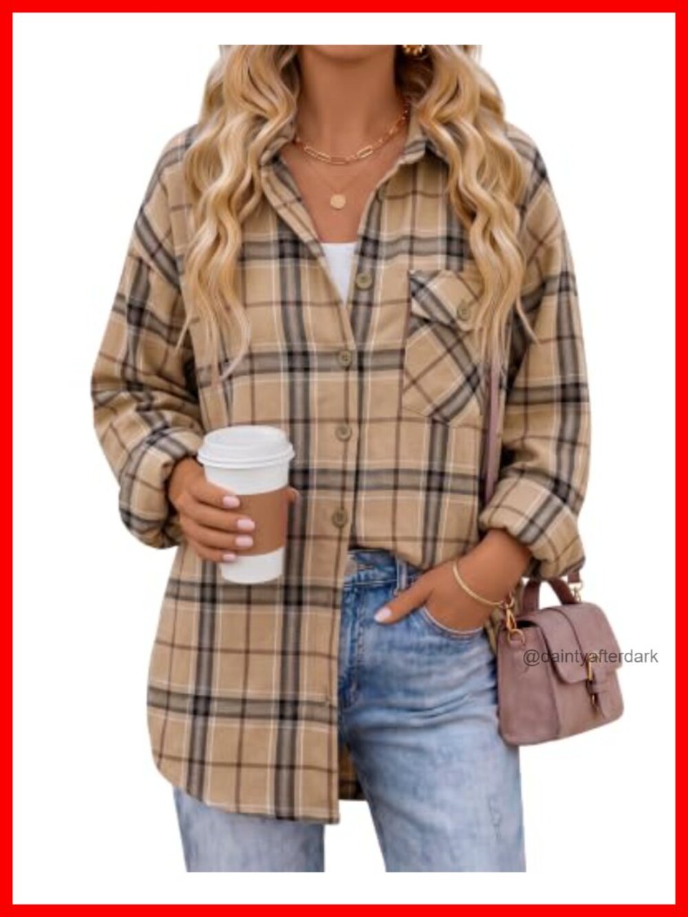 Womens Plaid Button Down Flannel Shirt Long Sleeve Casual Top